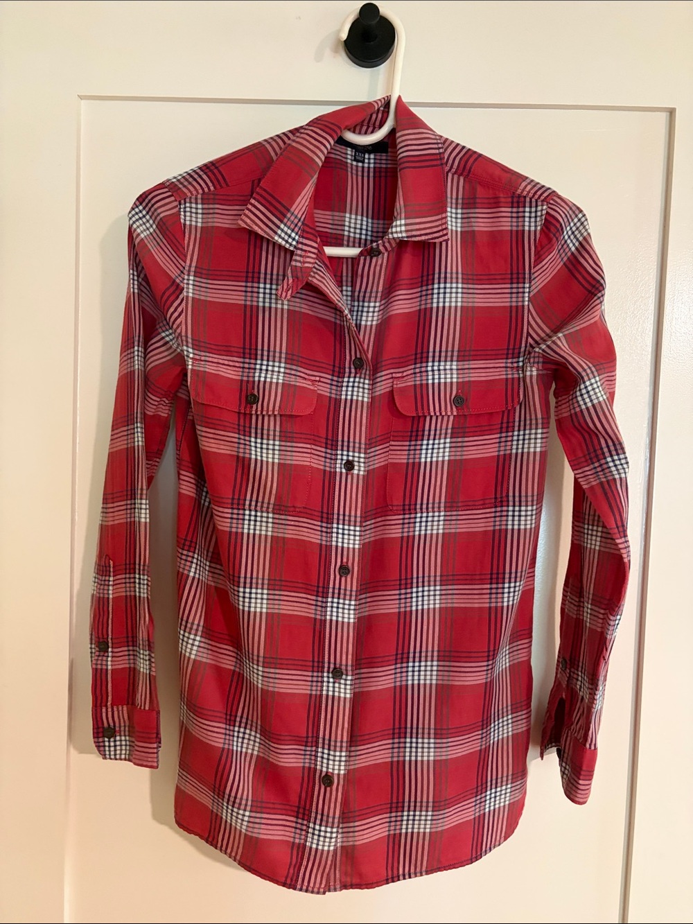 Madewell Red Plaid Long-Sleeve Shirt -mButton-Up
